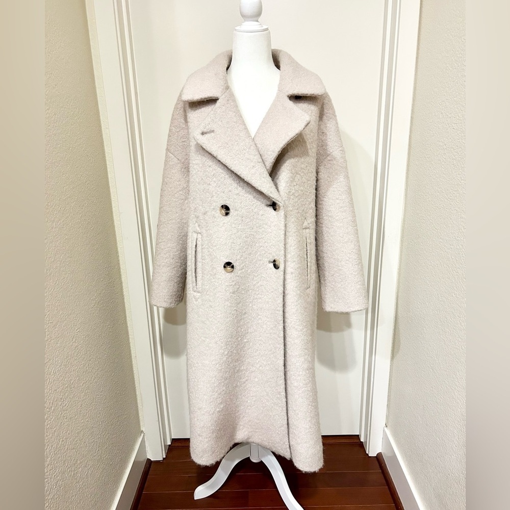 Anthropologie Boucle Cocoon Coat Size M/P cream wool blend retail $368 - Picture 5 of 12